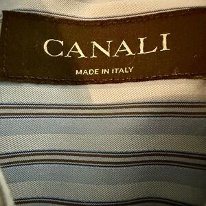 Canali Luxury Striped Dress Shirt 16.5 42 Made in Italy 100% Cotton L
